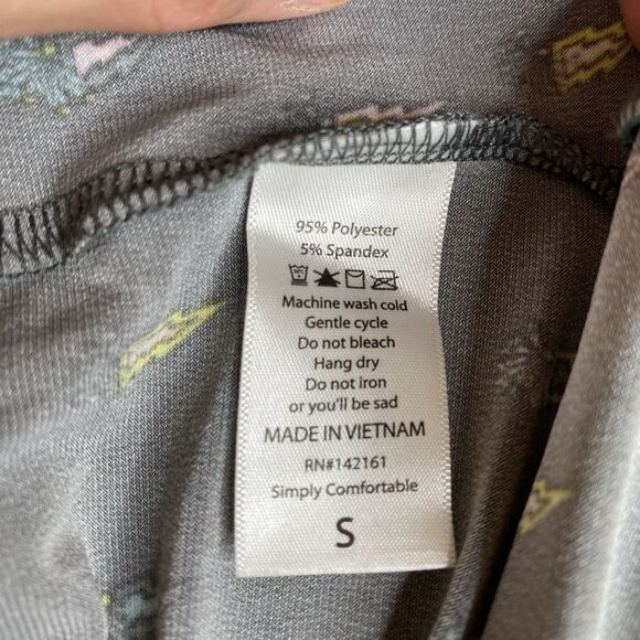 LuLaRoe T-Shirt Maxi Dress S Gray Short Sleeve Jersey Stretch Flowing Slinky - Picture 7 of 7